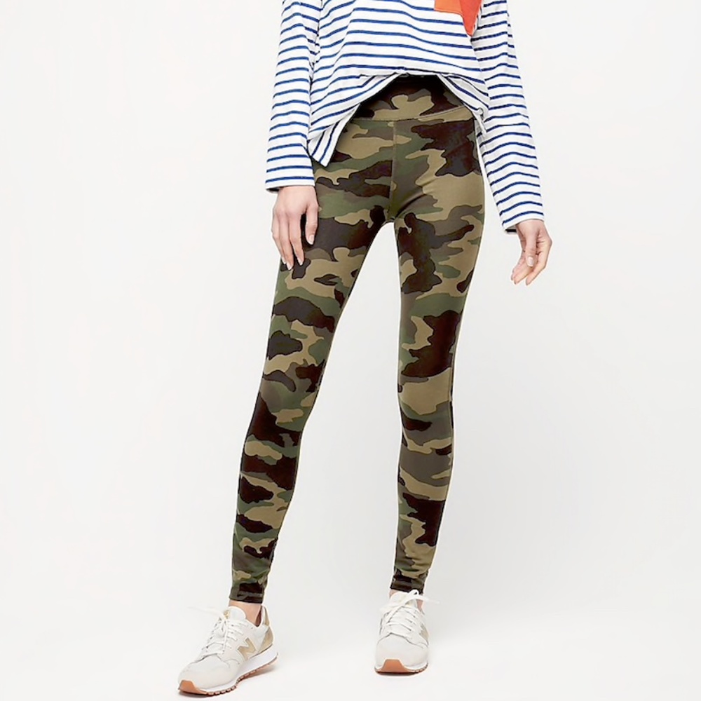 J. Crew Green 7/8 High Rise Camo Leggings M